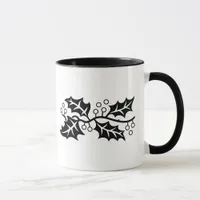 Mug - Holly Leaves in Black and White
