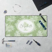 Hawaiian Palm Tree Silhouette Pattern Green ID1093 Desk Mat