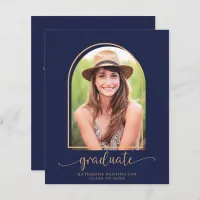 Budget Navy Blue Gold Arch Photo Graduation