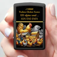 Brahma Chicken Farmer in Barnyard Zippo Lighter