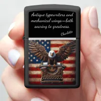 Industrial Eagle with Typewriter and Wings Zippo Lighter