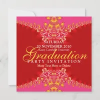 Pink & Red Digi Lace Graduation Invitation