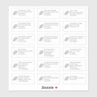 Individual Name and Address Wedding Guests Floral Sticker