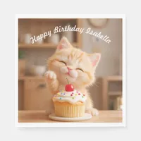 Cute Orange Kitten with a Cupcake Napkins