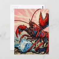 Beautiful Maine Lobster Breaking Ice Cube  Postcard