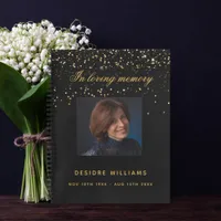 Guest book memorial funeral black gold photo