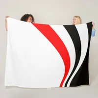 Trendy Modern Red Black and white Striped Fleece Blanket