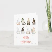 Cute Watercolor Scandi Gnome Merry Christmas Card