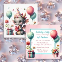 Girl's Dragon Themed Birthday Party Invitation