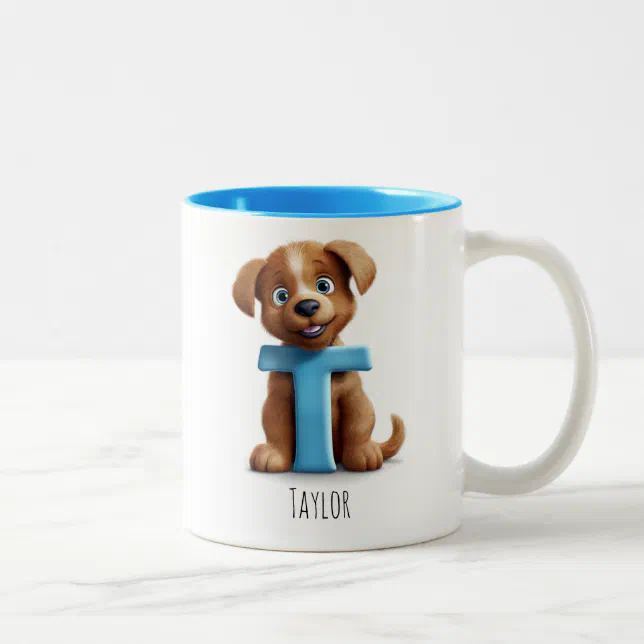 Letter T Dog Alphabet Monogram Coffee Mug