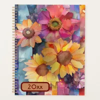 Torn Paper Collage Flowers 20XX  Spiral Planner 