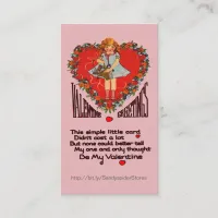 Vintage Valentines Heart Wreath with Girl Retro Business Card