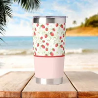 Strawberry Blossoms and Berries Watercolor Style Insulated Tumbler