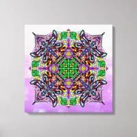 Colorful Dragonfly and Flowers Themed Mandala Art  Canvas Print