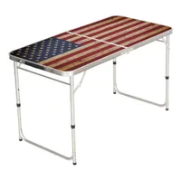 Rustic Wood USA American Flag Beer Pong Table