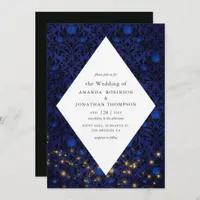 Mystical Stars Floral Damask Wedding Invitation