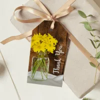 Mason Jar Yellow Daisies Barn Wedding Favor Tags