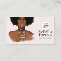 Rose Gold & Blush African American Manicure Salon Business Card