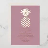 Mauve & Rose Gold Tropical Pineapple Wedding Foil Invitation