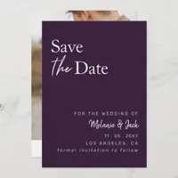 Purple Simple Calligraphy Photo Save The Date