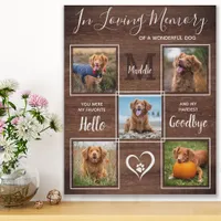 Rustic In Loving Memory 5 Photo Pet Memorial Faux Canvas Print