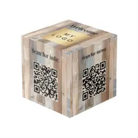 Welcome business logo QR codes wood info table Cube