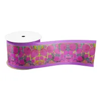 Pink Party Balloons Purple Blue Orange Green Gold Satin Ribbon