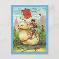 Vintage Easter Girl in Egg on Purple Flowers, ZSSG Holiday Postcard