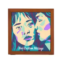 Pop Art | Blue Green and Cyan | Two Women Desk Organizer