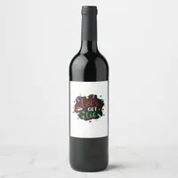 Let's Get Lit Christmas Drinking Lights Santa Esse Wine Label