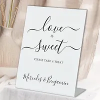 Modern Wedding Love Is Sweet Personalized Table  Pedestal Sign