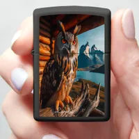 Eurasian Eagle-Owl Jagged Peak River Eyes Domain Zippo Lighter