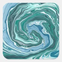 Turquoise and Blue Swirls Square Sticker