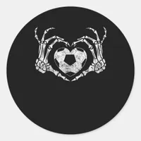 Soccer Heart Skeleton Hand Halloween Costume  Classic Round Sticker