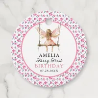 Fairy First Watercolor Floral Girls 1st Birthday Favor Tags