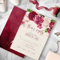 Roses Burgundy/Cream Wedding RSVP ID584