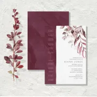 Dreamy Foliage Bridal Shower Burgundy ID817 Invitation