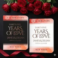 Elegant 35th Coral Wedding Anniversary Celebration Foil Vow Books