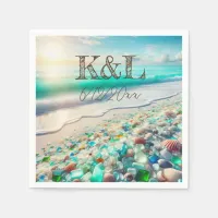 Beautiful Ocean Waves and Sea Glass Personalized Napkins