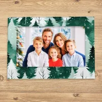 Winter Trees Snow Scene Evergreen Forest Christmas Magnetic Frame