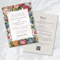 Rococo Baroque Floral All in One Wedding Invitation