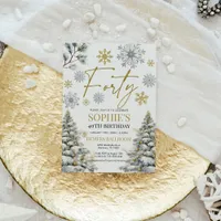 Winter Forty Birthday Invitation Gold and Silver