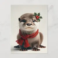 Adorable Christmas Otter  Postcard