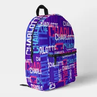 Monogram Repeating Name Pattern Kids  Printed Backpack