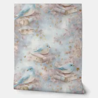Vintage Books and Bluebirds  Wallpaper