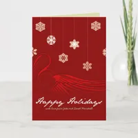 Snowflake Wings Red Holiday Christmas Card