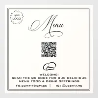 *~* Pastel Simple Minimal MENU QR Window Cling