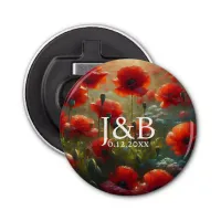 Red Poppies Floral Wedding Personalized Bottle Opener