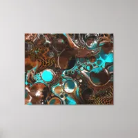 Brown and Blue Marble Bubbles Fluid Art     Canvas Print