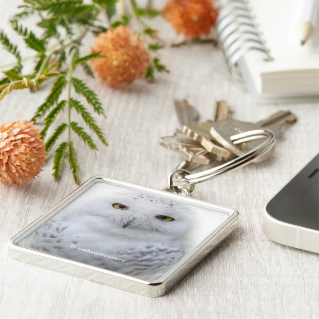 Beautiful Dreamy Serene Snowy Owl Keychain